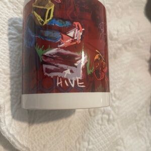 3 Red Graphic Ceramic Mugs with Hive Artwork Beekeeper (Apiculturist) 4 High